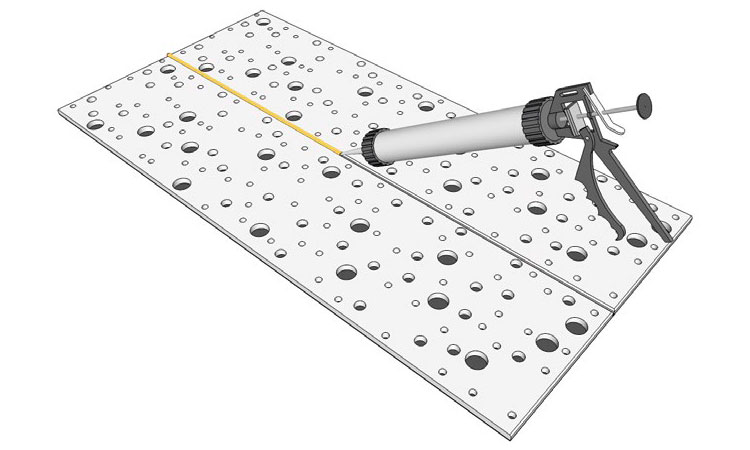 Manual para el tratamiento de juntas de pladur sin cinta, manual tratamiento de juntas en placas perforadas, manual aplicación de pasta en techos de pladur